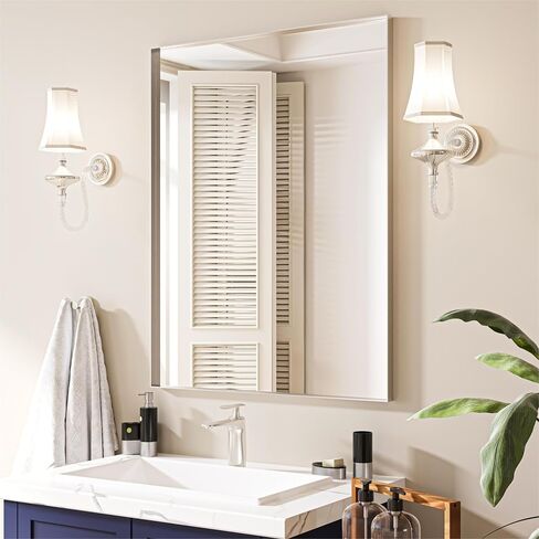 Bathroom Vanity Mirror 36" x 36" Matte Black Framed Mirror for Bathroom Square Corner Metal Frame Rectangular Wall Mirror Horizontal/Vertical in Saudi Arabia