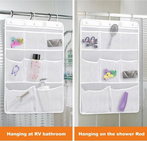 Mity rain RV Cargo Storage Mesh Net - Cruise Organization or RV Camper Bathroom Organizer, RV Accessories for Inside, Cruise Ship Essentials, Storage Net With 8 Pockets for Travel Shower Caddy Hanging in Saudi Arabia