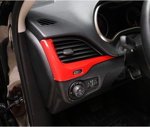 Center Console Dash Air Vent Cover Trim Interior Accessories for Jeep Cherokee 2014 2015 2016 2017 2018 (Red) in Saudi Arabia