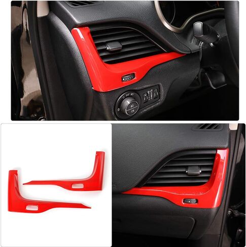 Center Console Dash Air Vent Cover Trim Interior Accessories for Jeep Cherokee 2014 2015 2016 2017 2018 (Red) in Saudi Arabia