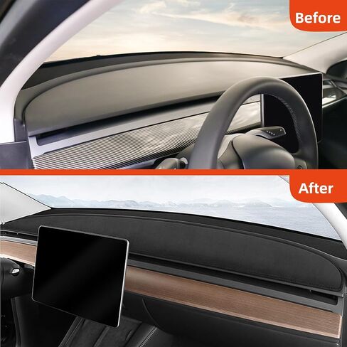 Dashboard Cover for Tesla Model Y Model 3, Flannel Dashboard Pad Dash Mat Decorative Interior Auto Accessories 2017 2018 2019 2020 2021 2022 2023 in Saudi Arabia
