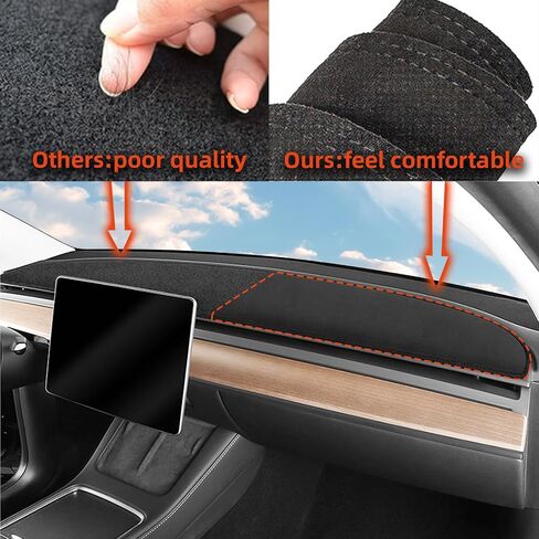 Dashboard Cover for Tesla Model Y Model 3, Flannel Dashboard Pad Dash Mat Decorative Interior Auto Accessories 2017 2018 2019 2020 2021 2022 2023 in Saudi Arabia
