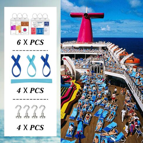 Cruise ship essentials,Luggage Tags for Carnival and Royal caribbean luggage tag holders,Magnetic hooks for cruise cabins,Lanyards for cruise ship cards,All cruise essentials must haves (12) in Saudi Arabia