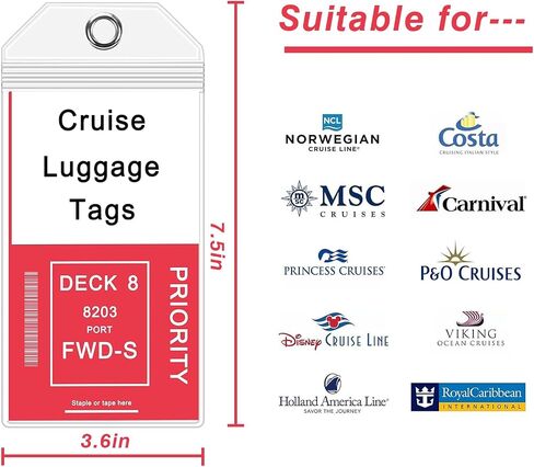 Cruise ship essentials,Luggage Tags for Carnival and Royal caribbean luggage tag holders,Magnetic hooks for cruise cabins,Lanyards for cruise ship cards,All cruise essentials must haves (12) in Saudi Arabia