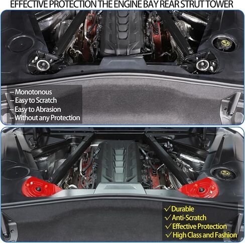 Rear Strut Tower Cover Compatible with Chevrolet Corvette C8 Stingray 2020-2024, ABS Engine Bay Rear Shock Absorbing Tower Protection Panel Cover Trim Accessories, 2PCS (Blue) in Saudi Arabia