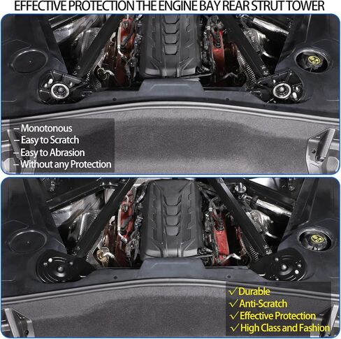 Rear Strut Tower Cover Compatible with Chevrolet Corvette C8 Stingray 2020-2024, ABS Engine Bay Rear Shock Absorbing Tower Protection Panel Cover Trim Accessories, 2PCS (Blue) in Saudi Arabia