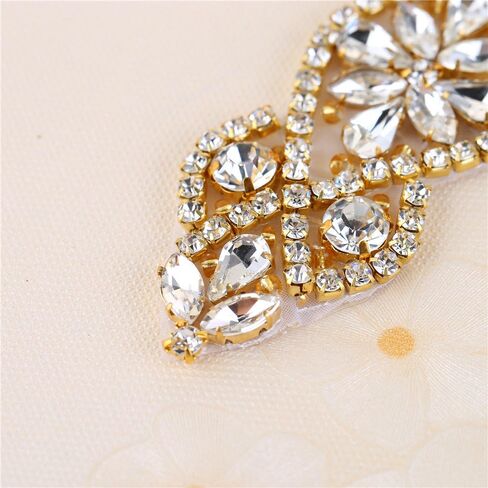 الذهب مطرز كريستال حجر الراين وشاح حزام زين خياطة الحديد على الإصلاح الساخن لفستان الزفاف ثوب وصيفة الشرف المرأة حفلة موسيقية حزام رسمي in Kuwait