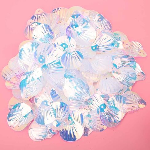 Shell Shape Sequins, Stitch Beads Clothes Accessories Birthday Party Decoration Loose Sequins Wedding Sea Sewing Embellishment Craft (Golden Luster White) in Saudi Arabia