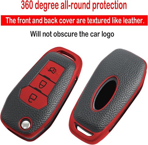 لغطاء Ford Key fob، حافظة نسيجية، مع سلسلة مفاتيح، غطاء/جلد للمفاتيح، 3 أزرار، مناسب لتركيز Fusion Ranger، إلخ ملحقات السيارة بمفتاح التحكم عن بعد، نسيج فضي in Saudi Arabia