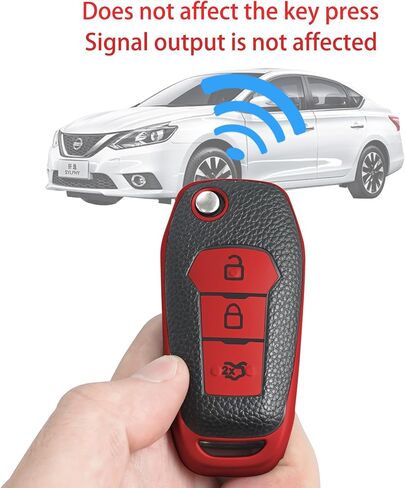 لغطاء Ford Key fob، حافظة نسيجية، مع سلسلة مفاتيح، غطاء/جلد للمفاتيح، 3 أزرار، مناسب لتركيز Fusion Ranger، إلخ ملحقات السيارة بمفتاح التحكم عن بعد، نسيج فضي in Saudi Arabia