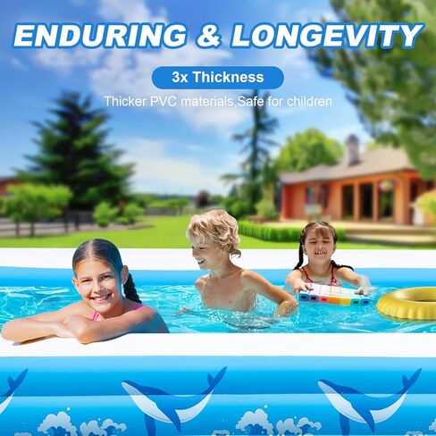 Large Inflatable Swimming Pool for Adults Kids, ZEUSFIRE 130"x72"x22" Blow Up Inflatable Kiddie Pools with Pump, Full Size Family Inflatable Pool for Backyard Summer Water Party,Outdoor Garden in Kuwait