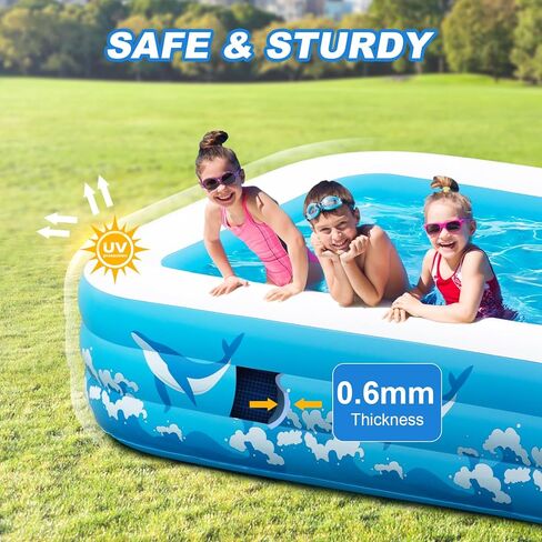 Large Inflatable Swimming Pool for Adults Kids, ZEUSFIRE 130"x72"x22" Blow Up Inflatable Kiddie Pools with Pump, Full Size Family Inflatable Pool for Backyard Summer Water Party,Outdoor Garden in Kuwait