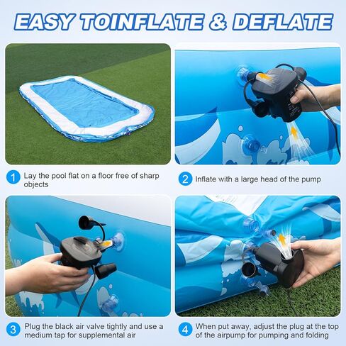 Large Inflatable Swimming Pool for Adults Kids, ZEUSFIRE 130"x72"x22" Blow Up Inflatable Kiddie Pools with Pump, Full Size Family Inflatable Pool for Backyard Summer Water Party,Outdoor Garden in Kuwait