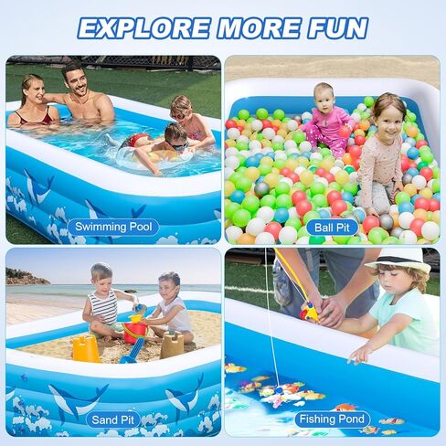 Large Inflatable Swimming Pool for Adults Kids, ZEUSFIRE 130"x72"x22" Blow Up Inflatable Kiddie Pools with Pump, Full Size Family Inflatable Pool for Backyard Summer Water Party,Outdoor Garden in Kuwait