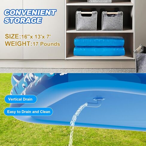 Large Inflatable Swimming Pool for Adults Kids, ZEUSFIRE 130"x72"x22" Blow Up Inflatable Kiddie Pools with Pump, Full Size Family Inflatable Pool for Backyard Summer Water Party,Outdoor Garden in Kuwait