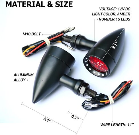 12V Motorcycle Turn Signals LED - Amber Blink Indicator for Motorbike Harley Turn Signal Compatible with Harley Davidson, Yamaha, Honda Grom, Shadow, Suzuki, Scooter, Dirt Bike in Saudi Arabia
