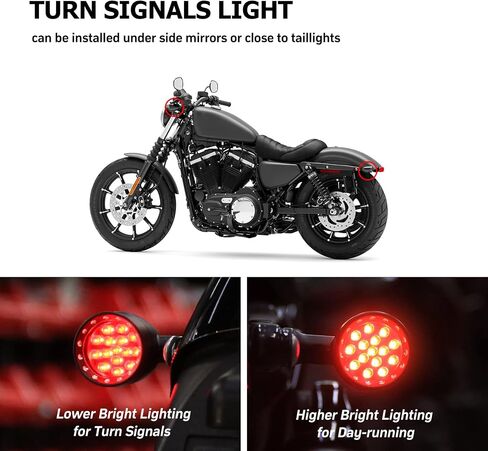 12V Motorcycle Turn Signals LED - Amber Blink Indicator for Motorbike Harley Turn Signal Compatible with Harley Davidson, Yamaha, Honda Grom, Shadow, Suzuki, Scooter, Dirt Bike in Saudi Arabia