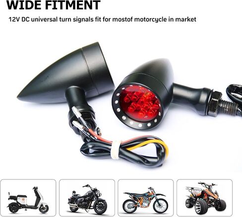 12V Motorcycle Turn Signals LED - Amber Blink Indicator for Motorbike Harley Turn Signal Compatible with Harley Davidson, Yamaha, Honda Grom, Shadow, Suzuki, Scooter, Dirt Bike in Saudi Arabia