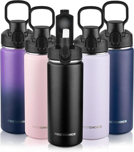 Kids Insulated Water Bottle with Straw,14oz Stainless Steel Water Bottle,BPA-free and Leak-proof,Double Wall Vacuum Water Flask for School,Gifts for Boys and Girls（14oz,Deep Sea Blue） in Saudi Arabia