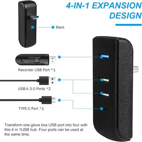 Glove Box USB Hub, Compatible 4-in-1 Docking Station of Center Console Smart Sensor Glove Box, USB Hub Car Charger for Charging Data Transferring Music Games Model 3/Y Accessories in Kuwait