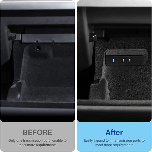 Glove Box USB Hub, Compatible 4-in-1 Docking Station of Center Console Smart Sensor Glove Box, USB Hub Car Charger for Charging Data Transferring Music Games Model 3/Y Accessories in Kuwait