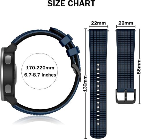ISABAKE Watch Band for Compatible with Garmin Vivoactive 4/ Samsung Galaxy Watch 46mm, 22mm Silicone Bands for Ticwatch Pro S2//E2/Venu 2/Samsung Gear S3 Classic/Samsung Gear S3 Frontier/ Huawei GT Smartwatch in Saudi Arabia