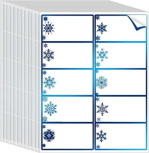 250 Pcs Christmas Address Labels 2 x 4 Inch Foil Snowflake Printable Gift Tags Compatible with Laser and Inkjet Printer Mailing Label 10 Per Sheet for Package School Office (Blue, Snowflake) in Saudi Arabia