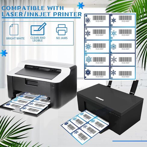 250 Pcs Christmas Address Labels 2 x 4 Inch Foil Snowflake Printable Gift Tags Compatible with Laser and Inkjet Printer Mailing Label 10 Per Sheet for Package School Office (Blue, Snowflake) in Saudi Arabia