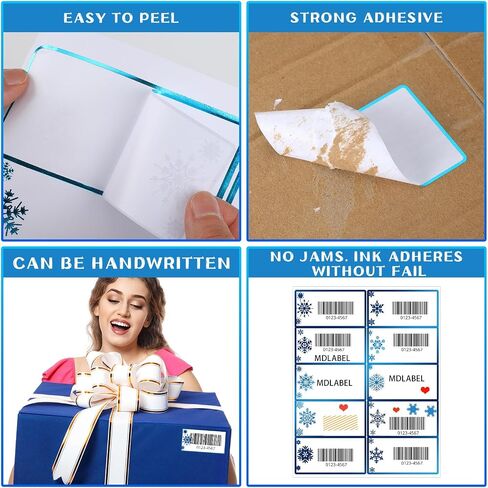 250 Pcs Christmas Address Labels 2 x 4 Inch Foil Snowflake Printable Gift Tags Compatible with Laser and Inkjet Printer Mailing Label 10 Per Sheet for Package School Office (Blue, Snowflake) in Saudi Arabia