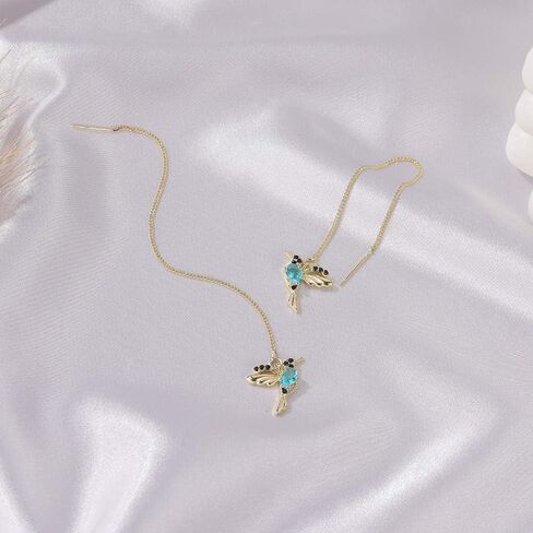 Gold Hummingbird Threader Earrings for Women Girls Long Bird Earline Earrings Fashion Unique Hoop Bird Earrings Cute Hummingbird Lovely Animal Earrings Elegant Rhinestone Hummingbird Long Chain Dangle Drop Earrings Bird Ear Jewelry Dainty Gifts in Saudi Arabia