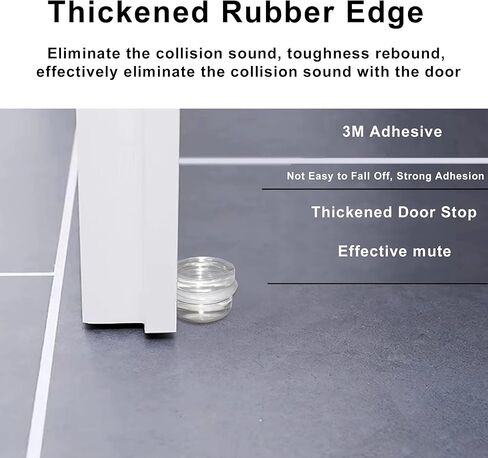 4 Pack Door Stoppers, Clear Acrylic Door Stops with Adhesive Back, Premium Anti Slip Door Stop, Heavy Duty Door Stops for Floor Patio, Freestanding Anti Scratch Door Stop with Rubber Ring in Kuwait