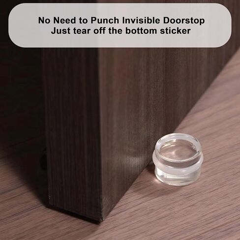 4 Pack Door Stoppers, Clear Acrylic Door Stops with Adhesive Back, Premium Anti Slip Door Stop, Heavy Duty Door Stops for Floor Patio, Freestanding Anti Scratch Door Stop with Rubber Ring in Kuwait