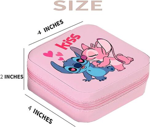 Stitch Travel Jewelry Box, Gifts for Her - Trendy Travel Jewelry Case, Personalized Gifts - Pink Travel Jewelry Box | Birthday Gifts for Women Mothers Day Gifts for Women | Travel Jewelry Case in Saudi Arabia