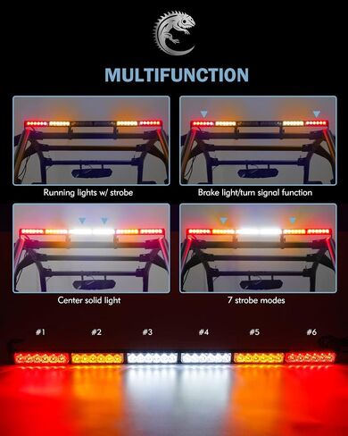 36'' UTV LED Chase Light Bar, 1.75''-2'' Roll Cages Bar Mount Chase Strobe Rear Lightbar w/Brake, Running, Reverse & Turn Signal Light Function for Polaris RZR Can-AM Yamaha Kawasaki (RYBBYR) in Saudi Arabia