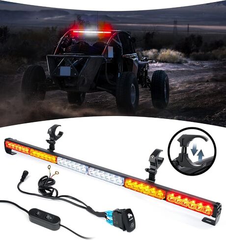 36'' UTV LED Chase Light Bar, 1.75''-2'' Roll Cages Bar Mount Chase Strobe Rear Lightbar w/Brake, Running, Reverse & Turn Signal Light Function for Polaris RZR Can-AM Yamaha Kawasaki (RYBBYR) in Saudi Arabia