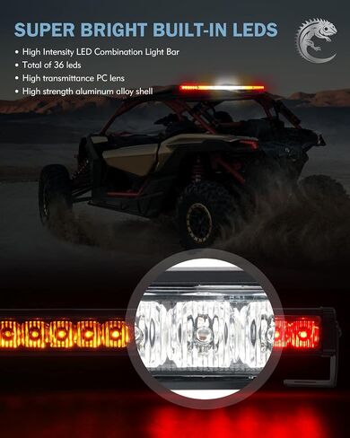 36'' UTV LED Chase Light Bar, 1.75''-2'' Roll Cages Bar Mount Chase Strobe Rear Lightbar w/Brake, Running, Reverse & Turn Signal Light Function for Polaris RZR Can-AM Yamaha Kawasaki (RYBBYR) in Saudi Arabia