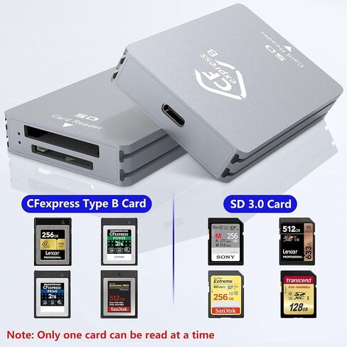 قارئ بطاقات CFexpress من النوع B/SD، قارئ بطاقات USB 3.2 Gen 2 CF Express بسرعة 10 جيجابت في الثانية مع بطاقة ذاكرة CFexpress من النوع B/SD، قارئ بطاقات CFexpress محمول من الألومنيوم مع كابلات USB C إلى USB A/C in Kuwait