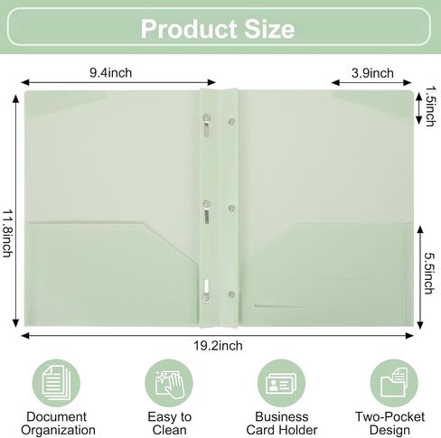 EOOUT Plastic Folders with Pockets and Prongs, 8 Pack, in 8 Pastel Colors, Plastic Folders with 2 Pockets and 3 Prongs, Plastic Pocket Folders for School and Office, Letter Size in Saudi Arabia