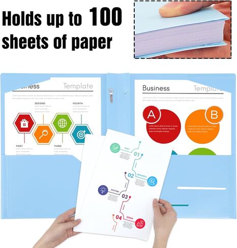 EOOUT Plastic Folders with Pockets and Prongs, 8 Pack, in 8 Pastel Colors, Plastic Folders with 2 Pockets and 3 Prongs, Plastic Pocket Folders for School and Office, Letter Size in Saudi Arabia