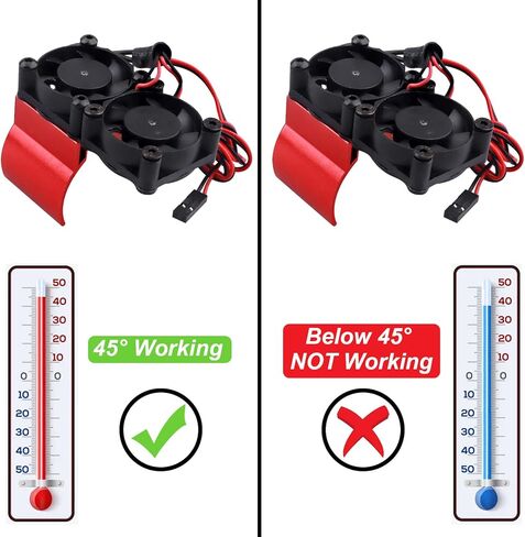 غرفة تبريد محرك RC مع مستشعر حراري لمروحة تبريد مزدوجة من الألومنيوم متوافق مع محركات بقطر 36 مم 540/550 لشاحنة سيارة RC 1/10 (أزرق) in Kuwait