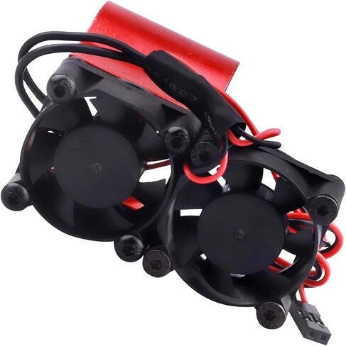 غرفة تبريد محرك RC مع مستشعر حراري لمروحة تبريد مزدوجة من الألومنيوم متوافق مع محركات بقطر 36 مم 540/550 لشاحنة سيارة RC 1/10 (أزرق) in Kuwait