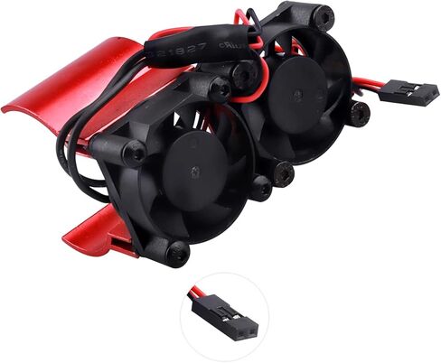 غرفة تبريد محرك RC مع مستشعر حراري لمروحة تبريد مزدوجة من الألومنيوم متوافق مع محركات بقطر 36 مم 540/550 لشاحنة سيارة RC 1/10 (أزرق) in Kuwait