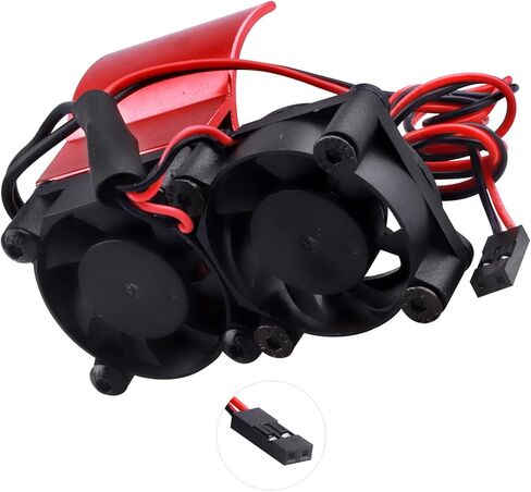 غرفة تبريد محرك RC مع مستشعر حراري لمروحة تبريد مزدوجة من الألومنيوم متوافق مع محركات بقطر 36 مم 540/550 لشاحنة سيارة RC 1/10 (أزرق) in Kuwait