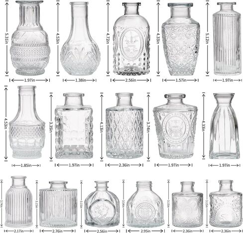 Glass Bud Vases Set of 16,Small Glass Vases for Flowers，Mini Glass Vase Assorted for Centerpieces,Rustic Wedding,Floral Arrangements,Home Table Decorations in Saudi Arabia