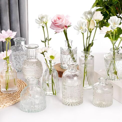 Glass Bud Vases Set of 16,Small Glass Vases for Flowers，Mini Glass Vase Assorted for Centerpieces,Rustic Wedding,Floral Arrangements,Home Table Decorations in Saudi Arabia