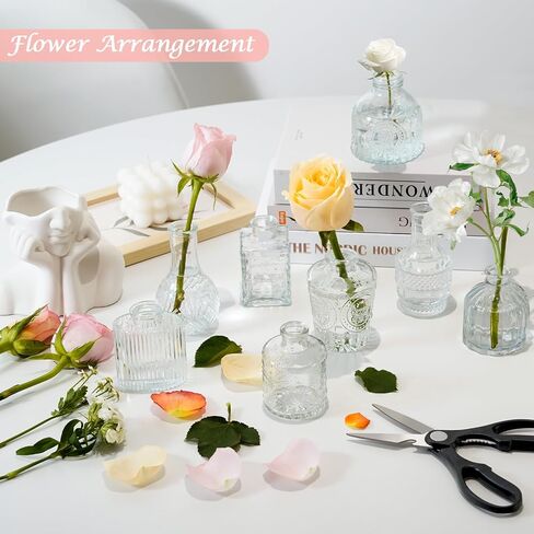 Glass Bud Vases Set of 16,Small Glass Vases for Flowers，Mini Glass Vase Assorted for Centerpieces,Rustic Wedding,Floral Arrangements,Home Table Decorations in Saudi Arabia