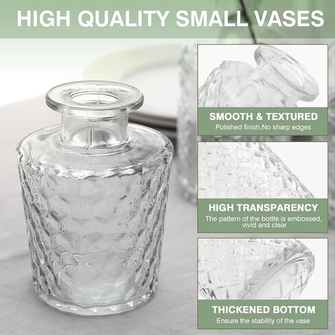 Clear Glass Bud Vase Set of 12 Pcs, Small Glass Vases in Bulk Mini Glass Vintage Vases for Centerpiece Rustic Wedding Table Decoration in Saudi Arabia