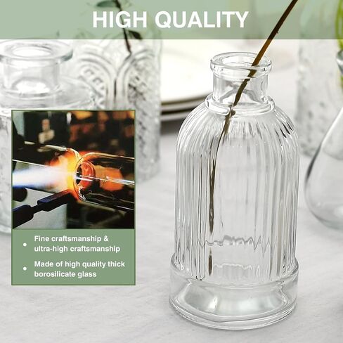 Clear Glass Bud Vase Set of 12 Pcs, Small Glass Vases in Bulk Mini Glass Vintage Vases for Centerpiece Rustic Wedding Table Decoration in Saudi Arabia