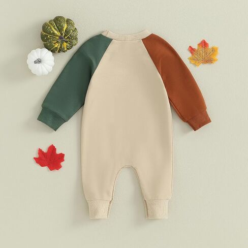YOKJZJD Newborn Baby Boy Girl Thanksgiving Outfit Gobble Turkey Romper Jumpsuit Long Sleeve Overalls Fall Clothes in Saudi Arabia