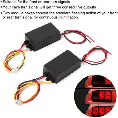 Car Tail LED Light 3-Step Sequential Dynamic Chase Flash Module Boxes Controller for Front Rear Turn Signal Light Retrofit Use 2PCS 12V(black) in Saudi Arabia